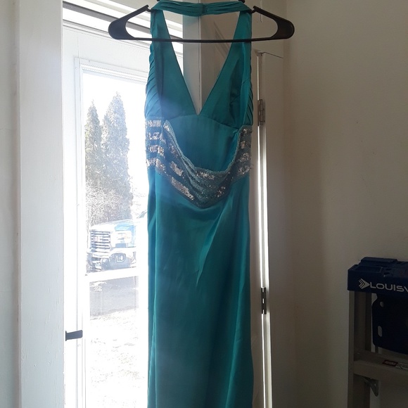 Faviana Couture Blue Sequin Prom Dress - Picture 5 of 8